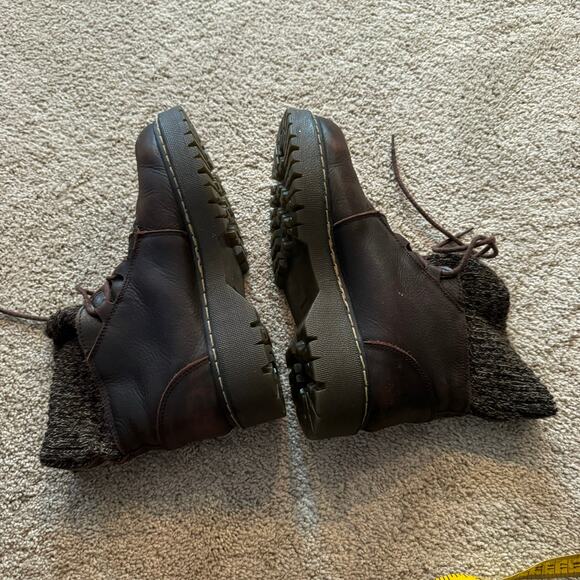 Beaver Creek Chunky Sole Brown Combat Boots w/ Tweed Foldover Upper Size 10 - Picture 6 of 14